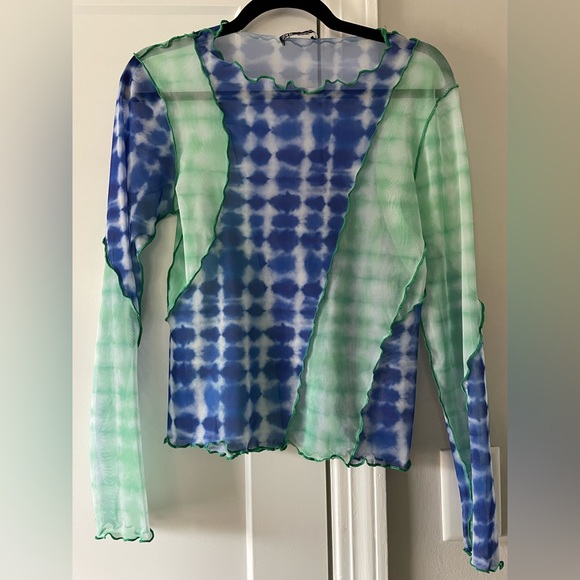 ZARA tie dye long sleeve top. Size large. - Picture 2 of 7